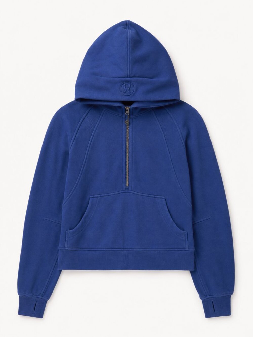 Lululemon Blue Half Zip Scuba Hoodie M/L | Thumbholes | Kangaroo Pocket